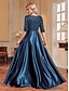 billige SVART-A-Line Quinceanera Kjoler Elegant Kjole Formell Bryllup Gulv Lengde Lang Erme V Utringning Polyester med Paljetter