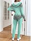 billige Sweatsuits for kvinner-Dame Aktiv Daglig Hattetrøje Joggedress Buksesett Langermet Med hette Blomstret Grafisk Gradert Snorer Trykt mønster utendørs Avslappet Blå Oransje Grønn Vår Normal