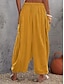 abordables Pantalon uni en coton et lin-Femmes Pantalon en coton et lin Chinos Mode Basique Occasionnel Longueur complète Taille haute Uni Avec Poches Cordon de serrage Confort Extérieur Micro-Élastique Vacances Rue Quotidien Blanche Jaune