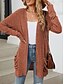 billige Cardigans og overtøj-Dame Bluse Cardigan Elegant Mode Gade Ren farve Åben Front Lomme Strikket Langærmet Almindelige toppe Strikke udendørs Daglig Weekend Lyserød Blå Efterår Vinter