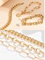 abordables Pulsera de mujer-Conjunto de pulsera de cadena de oro y perlas para mujer, joyería de moda con cierre de palanca, elegante estilo en capas para niñas y mujeres, ideal para fiestas, bodas, oficina y uso diario.