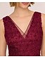 cheap Tea Length-A-Line Mother of the Bride Dress Elegant Simple Minimalist V Neck Floor Length Lace Tulle Sleeveless with Ribbon Embroidered Appliques