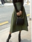 baratos Saias Formais-Mulheres Moda Casual Longo Cintura Alta Saias Tecido Bolsos Micro-Elástica Diário Rua Preto Verde Tropa Cáqui Verão