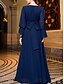 economico Matrimonio Informale / Di Giorno-Abito A-Line Madre della Sposa Elegante Scollatura Quadrata Lungo Chiffon Maniche Lunghe con Pieghe in Pizzo