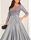 billige Semi-formel / Cocktail-A-Linje quinceanera kjoler elegant kjole formel bryllup gulvlængde langærmet V-hals satin med folder