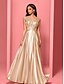 levne šampaň-A-linie quinceanera šaty elegantní šaty formální svatba dlouhá sukně bez rukávů V výstřih polyester s sklady