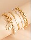 abordables Pulsera de mujer-Conjunto de pulsera de cadena de oro y perlas para mujer, joyería de moda con cierre de palanca, elegante estilo en capas para niñas y mujeres, ideal para fiestas, bodas, oficina y uso diario.