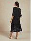 abordables Faldas de gasa-Mujer Falda Elegante Midi Media cintura Faldas Flores Multi capa Rígido Fiesta Casual Negro Verano Gasa