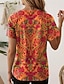 abordables T-shirt Boho-Femmes T-shirt Fleuri Graphique Paisley ancien Élégant Classique Manche Courte Col en V Hauts Réguliers Quotidien Imprimé Noir Jaune Rose Claire Rouge Violet Été Printemps