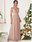 billige Brudepigekjoler-A-Linie Brudepige Kjole V Uden Ærmer Elegant Gulvlængde Chiffon med Pailletter