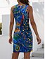 preiswerte Kunst &amp; Design Kleid-Damen Minikleid Etui-Kleid Wickelkleid Sommerkleid Lässig Täglich Normale Passform Grafik Abstrakt Ärmellos V Ausschnitt Rote Blau Purpur Grün Sommer