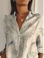 abordables Animaux Tops-Femmes Chemise Fleuri ancien Ethnique manche longue Col de chemise Hauts Réguliers Quotidien Fête Boutons Imprimé Abricot Beige Printemps Automne