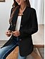 abordables Blazers et Costumes-Femmes Blazer Confortable Respirant Boutons Occasionnel Uni Bureau Rue Occasionnel Tenue quotidienne Simple Boutonnage Régulier Col montant Coupe régulière manche longue Vêtements d&#039;extérieur Noir
