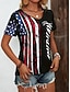 voordelige Onafhankelijkheidsdag Top-Onafhankelijkheidsdag Patriottische Dames T-Shirt Vlag Vlag Nationale Vlag Stijlvol Casual Rood Wit En Blauw Korte Mouwen V Nek Reguliere Tops Dagelijks Print Blauw Zomer Lente