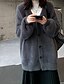 billige Cardigans og overtøj-Dame Bluse Cardigan Mode Helfarve Rillet V-hals Strikket Langærmet Almindelige toppe Strikke Ferie I-byen-tøj Weekend Sort Mørkegrå Vinter