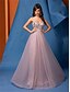 economico Rosa-Abiti da quinceañera a forma di A abito elegante formale matrimonio lunghezza pavimento senza maniche spalline in tulle schiena scoperta con pieghe