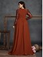 voordelige BLAUW-A-Lijn Plus Size Jurken Elegante Curvy Jurk Formele Bruiloft Vloerlengte Lange Mouw V-Hals Chiffon met Sequin