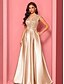 levne šampaň-A-linie quinceanera šaty elegantní šaty formální svatba dlouhá sukně bez rukávů V výstřih polyester s sklady