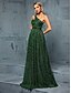 preiswerte GRÜN-A-Linie Quinceanera Kleider Elegantes Kleid Formelle Hochzeit Bodenlang Ärmellos Ein Schulter Polyester mit Falten