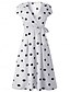 abordables Robes Rayés et Géométriques-Femmes Robe Midi Robe trapèze Occasionnel Extérieur Sortir Coupe Standard À pois Manche Courte Col en V Blanche Vin bleu marine Été Printemps