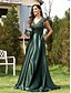 economico BLU-Abiti Quinceanera A-Line Abito Elegante Formale per Matrimonio Lunghezza Piena Senza Maniche a V Satin con Paillettes