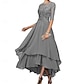 preiswerte Teelänge-A-Linie Brautmutterkleid Elegant Einfach U-Boot-Ausschnitt Asymmetrisch Polyester Halbarm mit Einfarbig 2025