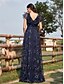 abordables Champagne-Robes de quinceanera en forme A Robe élégante Robe de mariage formelle longueur sol manches courtes col en V sequins dos en V avec sequins