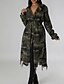 economico Cappotti Trench-Per donna Trench Confortevole Bottoni Tasca Moderno Stile da Strada Mimetico All&#039;aperto Uscire Monopetto Lungo Collo ripiegato Vestibilità regolare Manica Lunga Capispalla Verde chiaro Verde scuro