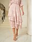 billige Formelle skjørt-Dame الالتفاف Elegant Midi Medium Midje Skjørt Blomster Multi Layer Uelastisk Fest Avslappet Rosa Sommer Chiffon