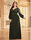 voordelige BLAUW-A-Lijn Plus Size Jurken Elegante Curve Jurk Formele Bruiloft Vloerlengte Lange Mouw V Hals Chiffon Met Pailletten