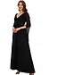 abordables Semi-formel / Cocktail-Robe de mère de la mariée en A élégante simple décolleté en V longueur de sol en chiffon à manches longues avec plis couleur unie