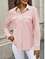 voordelige Overhemden-Dames Katoenen linnen overhemden Effen Kleur Elegant Stijlvol Basic Lange mouw Overhemdkraag Normale tops Dagelijks Knop Zak Zwart Wit Blozend Roze blauw Zomer
