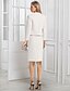 voordelige Jurkensets voor mama-Tweed Boucle Gebreide Jurk Set Twee Stuk Sheath  Kolom Moeder van de Bruid Jurk Elegant Simpel Minimalistisch V Hals Lapel Thee Lengte 3/4 Lengte Mouw met Gouden Metalen Knop