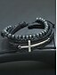 cheap Halloween Accessories-Men&#039;s Gothic Cross Leather Beaded Bracelet – Vintage Multilayer Wristband for Halloween Parties and Retro Punk Style