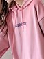abordables Cárdigans y prendas de abrigo-Mujer Chaqueta casual Mantiene abrigado Cómodo Bolsillo Moderno Estilo callejero Letra Calle Noche Casual Diario Pullover Regular Con Capucha Ajuste regular Manga Larga Ropa de calle Negro Rosa