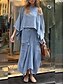 voordelige Stelt in-Dames Elegant Modieus Basic Broeken Sets Lange mouw Ronde hals Effen Kleur Buiten Werk Casual Zwart Wit Geel Zomer Normale pasvorm