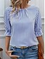billige Kvinne Enkle Topper-Dame Bluse Grafisk Stripet Elegant Årgang Stilfull Halvlange ermer Crew-hals Vanlige topper Daglig Ferie Svart Rød Blå Sommer Vår