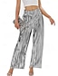 abordables pantalones de fiesta para mujer-Mujer Pantalones Pantalones palazzo Moda Ropa de calle Longitud total Alta cintura Plano Cintura elástica Transpirabilidad Cómodo Microelástico Fiesta Noche Plata Negro Dorado Primavera Otoño Ajuste