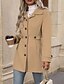 voordelige Winterjassen-Dames Winterjas Jas Houd Warm Comfortabel Knop Modieus Effen Vakantie Casual / Dagelijks Enkele rij knopen Lang Strijkijzer Normale pasvorm Lange mouw bovenkleding Khaki Herfst Winter