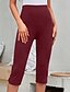 abordables Leggings unis-Femmes Pantalon capri Leggings Leggings confortables Streetwear Occasionnel Longueur mollet Naturel Uni Taille Élastique Confortable Extérieur Extérieur Athleisure Fête Chameau Vin Gris Noir Été