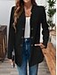 abordables Blazers et Costumes-Femmes Blazer Confortable Respirant Boutons Occasionnel Uni Bureau Rue Occasionnel Tenue quotidienne Simple Boutonnage Régulier Col montant Coupe régulière manche longue Vêtements d&#039;extérieur Noir