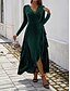 preiswerte Weißes Kleid-Damen Maxikleid Wickelkleid A Linie Kleid Lässig Täglich Normale Passform Einfach Langarm V Ausschnitt Schwarz Rote Grün Herbst Winter