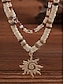 abordables Bijoux pour hommes-Collier pendentif soleil en perles tribales pour homme – bijou bohème rétro à plusieurs niveaux avec longueur réglable pour la plage, les festivals et les tenues d&#039;été décontractées