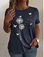 billiga T-shirts i plusstorlekar-Dam Extra stor storlek Blast T-shirt Blommig Randig Mönster Kortärmad Rund hals Ledigt Dagligen Polyester Sommar Vit Ljusgrön