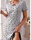 abordables Chemises de nuit et nuisettes pour femmes-Femmes Chemise de Nuit Occasionnel Confort Cœur Maison Quotidien Manche Courte Col en V Blanche Rose Claire Violet Gris Été Printemps Automne Coupe régulière