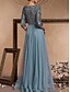 abordables Semi-formel / Cocktail-Robe de Soirée A-Line Élégante Robe Formelle Mariage Longueur Totale Manches 3/4 Col en V Sequins avec Sequins