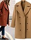 voordelige Winterjassen-Dames Parka Houd Warm Comfortabel Knop Zak Modieus Effen Dagelijks Uitgaan Dubbele rij knopen Lang Strijkijzer Normale pasvorm Lange mouw bovenkleding Zwart Wijn Khaki Herfst Winter