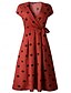 abordables Robes Rayés et Géométriques-Femmes Robe Midi Robe trapèze Occasionnel Extérieur Sortir Coupe Standard À pois Manche Courte Col en V Blanche Vin bleu marine Été Printemps