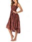 baratos Saias de Férias-Mulheres Casual Boho Longo Cintura Alta Saias Floral Imprimir Micro-Elástica Férias Feriado Azul Preto Laranja Verde Verão