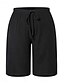 baratos Shorts-Mulheres chinês Bermudas Férias Moda Básico Comprimento do joelho Cintura Alta Tecido Bolsos Cintura elástica Confortável Macio Micro-Elástica Ao ar livre Rua Verde Militar Azul marinho Preto Branco